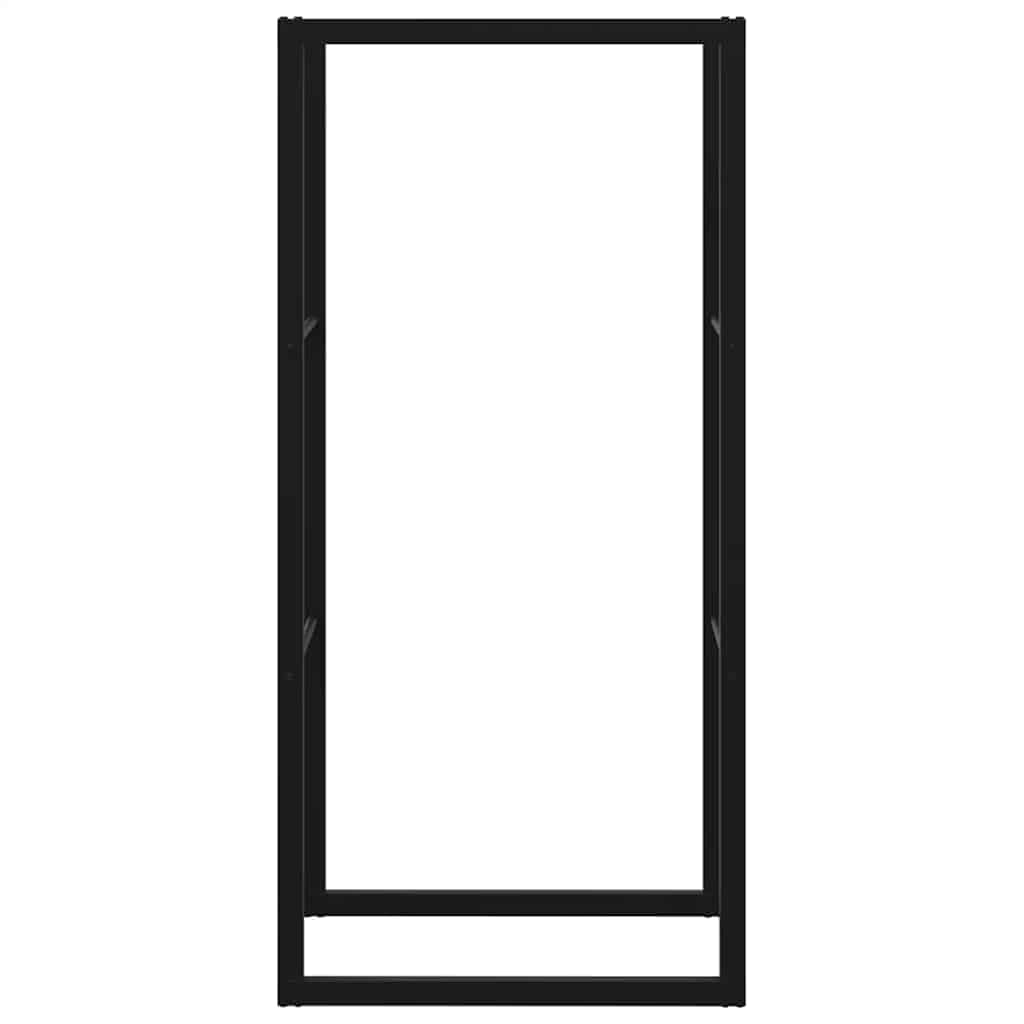 vidaXL Leñero de Acero Negro 55x30x116 cm, Soporte para leña, Estante para leña, Soporte para Troncos para Chimenea, Almacenamiento de leña