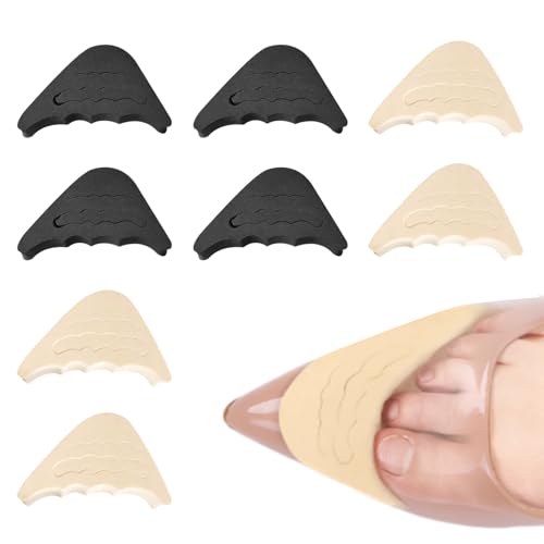 4 pares de plantillas para mujer, reductor de tamaño de zapatos, plantillas grandes para mujer, rellenadores de zapatos, plantillas para dedos, plantillas curvas (color piel, negro)