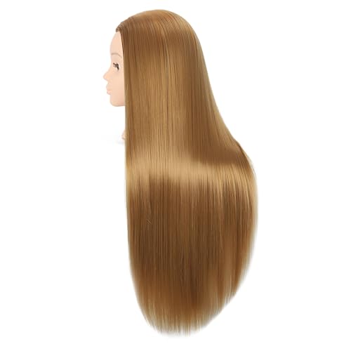 2634-2834 mannequin head styling mannequin head for hair styling and free table stand training head manikin cosmetology doll head with long fiber hair hairdresser practice head for stylist