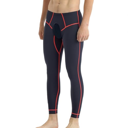 JINSHI Men Thermal Underwear Bottoms Open Front Male Tights Long Johns Compression Pants Base Layer Cold Weather