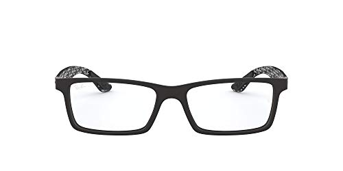 Ray-Ban Unisex RX8901 Rectangular Prescription Eyewear Frames, Demi Gloss Black/Demo Lens, 53 mm