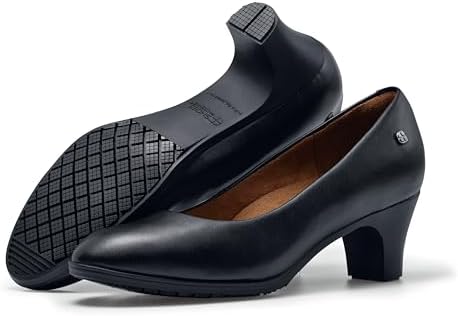 Shoes for Crews Olivia, Women's Slip-Resistant High Heel Dress Shoes for Work, Water Resistant, Women's Heel Pumps Comfortable Flight Attendant Shoes, Black, 7.5 | Image 2