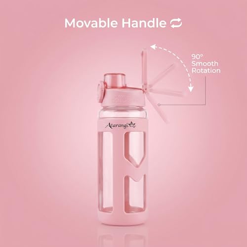 Image of Atarangi Round Pink Kawaii Water Bottle 700ml for Kids Girls | Leak Resistant Flip Top Lid | 90 Rotatable Handle | Durable Plastic Cute Drinking Bottle for School, Travel & Daily Use (Pink | 700 ml)