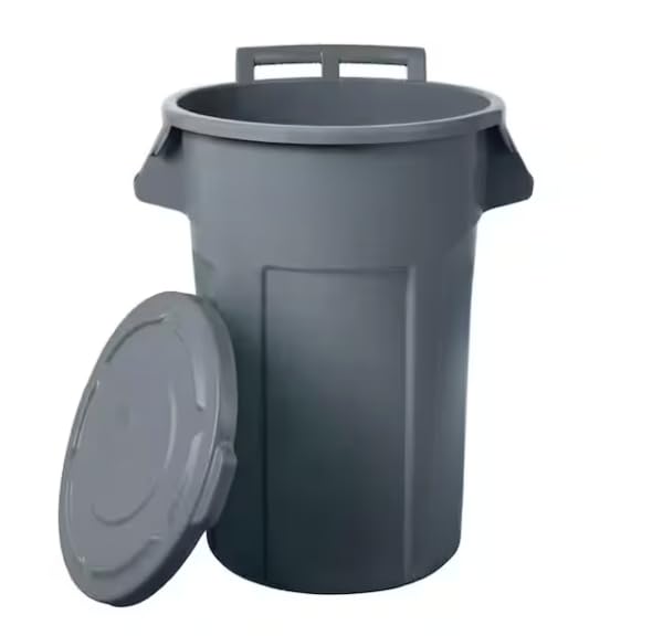 44 Gallon Gray Round Wheeled Outdoor Trash Can for Restaurants/Offices/Commercial Environments FQ68018