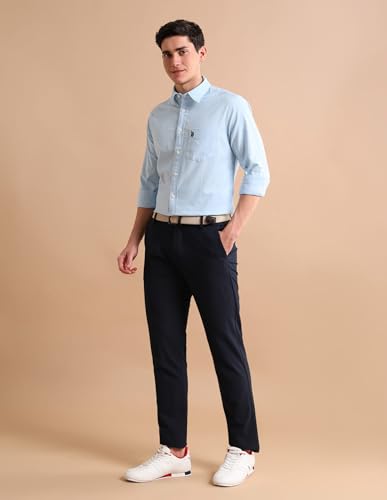 Image of U.S. Polo ASSN. Solid Regular Fit Shirts for Men - Full Sleeve Mens Casual Shirts