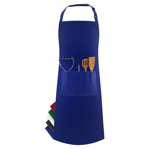 LEFUNDA® Kochschürze Wasserdicht Schürze mit 3 Taschen Verstellbare Grillschürze mit langen Bändern Küchenschürze für Männer Damen Küche BBQ Restaurant Café Backen