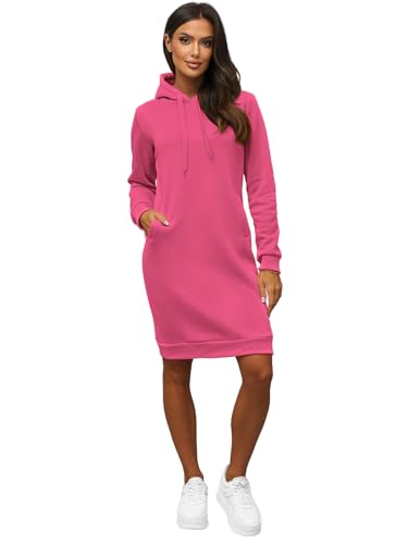 OZONEE Damen Hoodie Kapuzenpullover Lang Sweatjacke Sweatkleid Winterkleid Herbstkleid Kleid Sweatshirt Sweatshirtkleid Kapuzenjacke Kapuzenpulli...