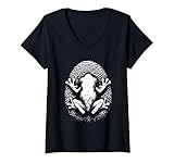 Photo Gallery donna frog fingerprint - vintage cute frog rettili amante maglietta con collo a v Photo Gallery donna frog fingerprint - vintage cute frog rettili amante maglietta con collo a v