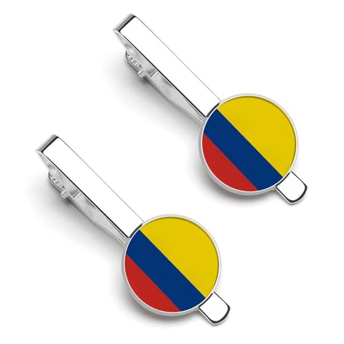 Colombian Flag Fashion Tie Clips for Men Women, 2 Pack Tie Bar Set,Accessory for Western-style Clothes Shirt Work