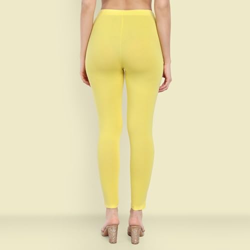 Image of ONE SKY Women Full Length Leggings | Cotton Modal Spandex Blend | High Waist Stretchable & Bio-Washed Fabric | Colour-Lock Technology | Comfortable Leggings for Women