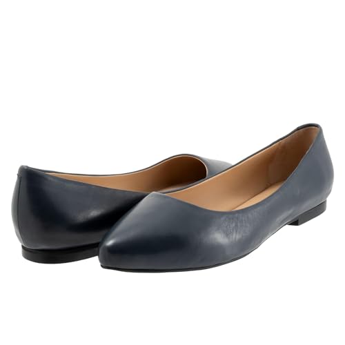 Trotters Women's Estee Ballet Flat, Navy, 12 Wide