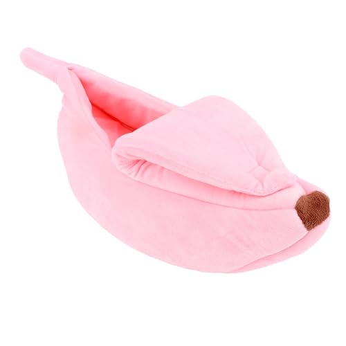 小さな猫の犬のハムスターのための素敵なペットベッドバナナの形、暖かい個別のスペースセミ閉じた冬の家を取り外し可能な洗えるカバー、アイキャッチデザイン
