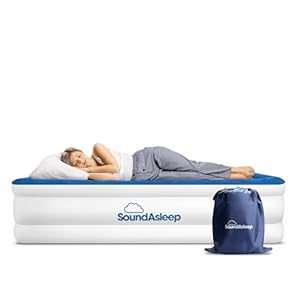 SoundAsleep Products Dream Series Luxury Air Mattress, ComfortCoil Technology, Built-in High Capacity Pump for Home, Camping- Double Height, Adjustable, Inflatable Blow Up, Portable (Twin Size)