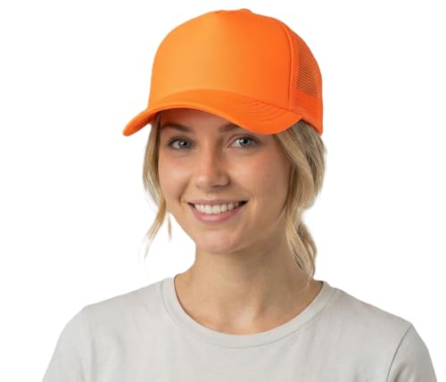 Image of NYFASHION101 Plain Mesh Trucker Hat - Breathable 6-Panel Daily Snapback Cap, Customizable Ideal for DIY Embroidery & Patches