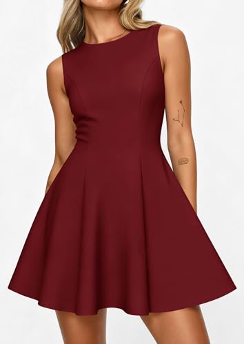 PRETTYGARDEN Cocktail Dresses for Women 2026 Summer Formal Boat Neck A Line Spring Elegant Graduation Party Mini Dress (Burgundy,Small) — view 2