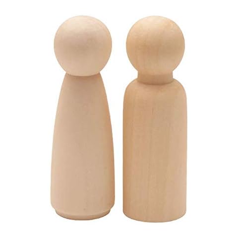 Muka 30 PCS Unpainted Wooden Peg Dolls 90 mm, Large Peg People Blank Doll Bodies for Art Craft Cover
