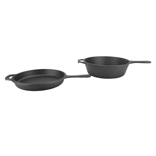 Luocute Gusseisenpfanne, 10-Zoll-Antihaft-Bratpfanne, Robust, Robust, Gleichmäßige Wärmeverteilung, mit Aufhängeloch für Zuhause, Küche, Kochen, Braten, Schmoren