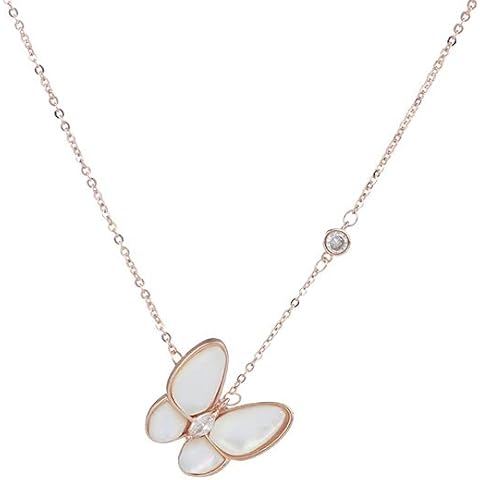 Butterfly Pendant Necklace Gold Plated Cubic Zirconia Necklace Fashion White Fritillary Pendant Necklace Wedding Party Cover