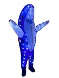 Adult Blue Shark Inflatable Costumes Air Blow up Jaws Jumpsuit Funny LED Light Up Halloween Costumes Cosplay Fantasy Costume (Blue Shark, Adult)