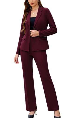Women's 2 Piece Suits Business Casual Outfits Long Sleeve Solid