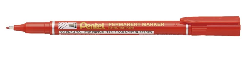 Pentel Extra Fine Permanent Marker Red - Pack of 12