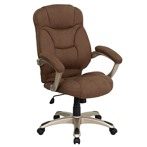 Flash Furniture Jessie Bürostuhl mit hoher Rückenlehne, Mikrofaser, modern, ergonomisch, mit Armlehnen, Braun