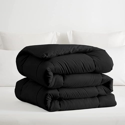 Image of Restful Sleep All Weather Comforter Double Bed Size - Dohar /Rajai /Blanket /Duvet -250 GSM Quilt Soft Microfiber Fill Double Bed (90 inchX100 inch) - Black Color