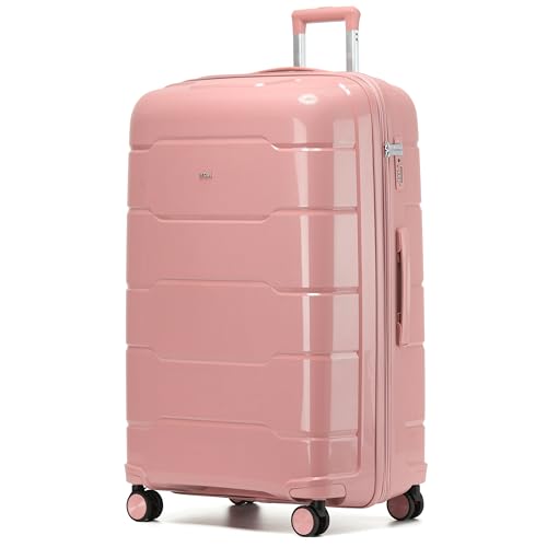 CRUW Extra Large 32" Checked Luggage 85x57x37cm + Expandable Hold Baggage (165/176 Liters) Polypropylene Suitcase TSA Approved Lock 8 Silent Spinner Wheels Lightweight Suitcases Airline Travel