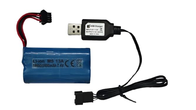 KP-Combo 7.4V 2000Mah 13A Li-Ion Jst Sm 4Pin Connector Sm Jst 4 Pin Rechargeable Battery 2000 Mah for DIY Projects, Toys, Robotics and 4 Pin Jst 4Pin USB Charger-image-34