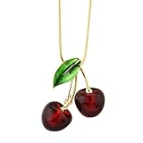 Sither Cherry Pendant Necklace for Women Long Sweater Chain Necklace Wedding Dressy Necklace Jewelry for Halloween Christmas Gift