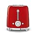 SMEG 2 Slice Toaster with 6 Presets and Defrost Function and Removable Crumb Tray TSF01RDUS, RED