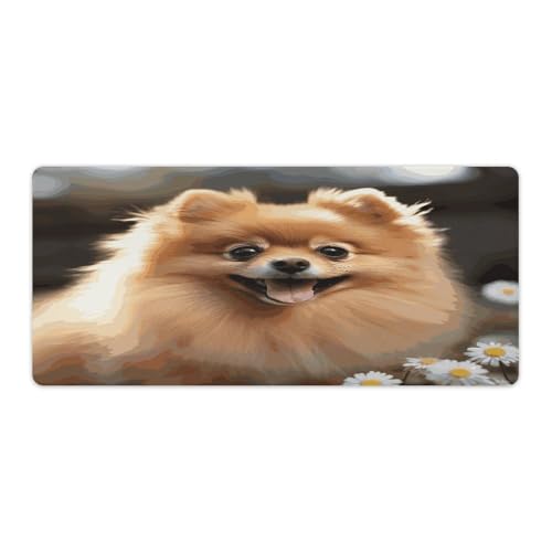 Tapis de souris de jeu tapis de bureau motif chien Poméranie 91,4x40,6 cm