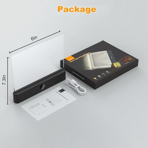 Luz de livro, luz de leitura plana de LED transparente recarregável com 3 cores e temporizador, lâmp