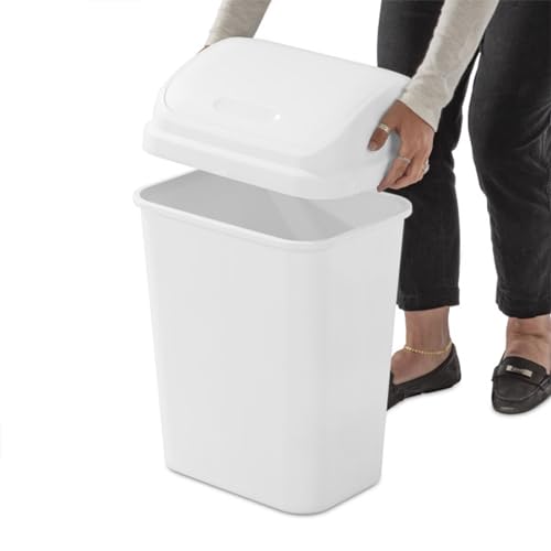 Sterilite Swing Top Wastebasket, Trash Can, 7.8 Gallon, White, 6-Pack - image 8