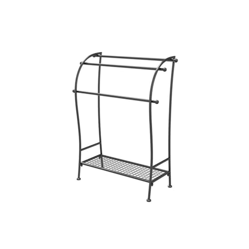 zhongqunli Toallero de pie Toallero de baño, Perchero de pie for Ropa, Estante de Almacenamiento for el hogar sin Perforaciones, toallero de baño Toallero de Suelo de baño(Black)
