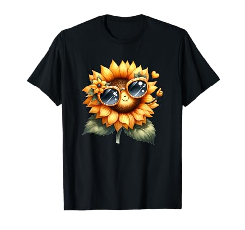 Girasol divertido con gafas de sol Camiseta