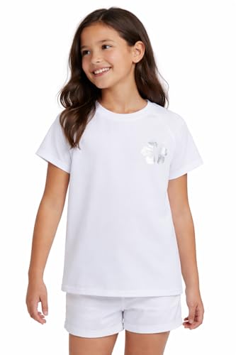 Image of Real Love Toddler Girls Rash Guard - Quick Dry Sun Protection Swim Shirt Girls Short Sleeve Rash Guard Kids Swim Top (2T-16)