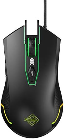 Ajazz AJ203 RGB Gaming Mouse, 10000 DPI 6 Programmable Buttons, Ergonomic Computer Mouse for Office Games and Daily Use, Black