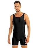 zdhoor Men's One-piece Short Unitard Jumpsuit Short Sleeve Bodysuit Leotard Sport Wrestling Singlet Black Tank 3X-Large
