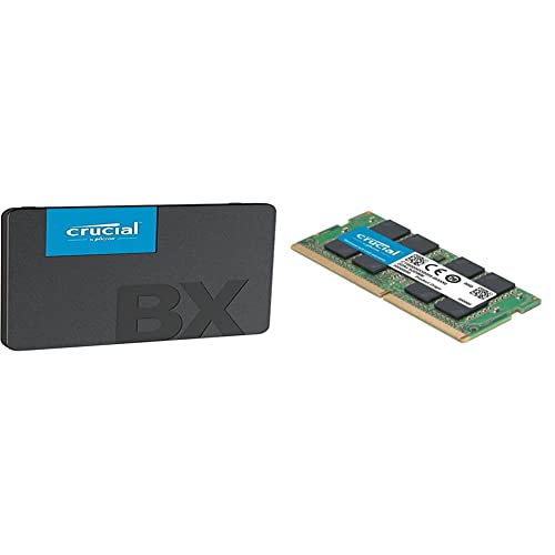 Image of Crucial BX500 500GB 2.5-inch SATA 3D NAND Internal SSD Upto 550 MB /s & Basics 8GB DDR4 1.2v 2666Mhz CL19 SODIMM RAM Memory Module for Laptops and Notebooks, Green