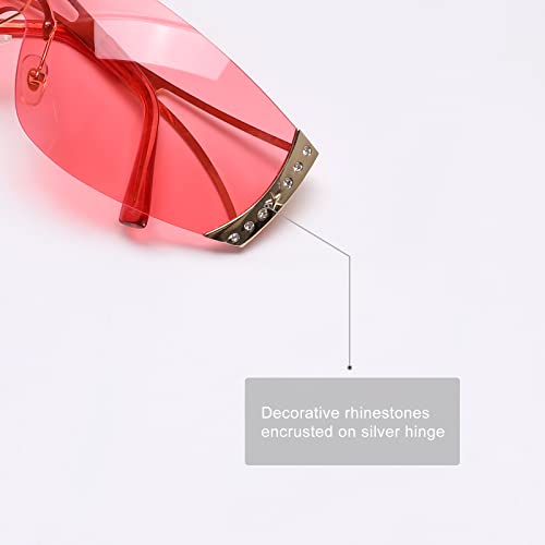 Wrap Around Y2K Sunglasses for Women Men Shield Flat Top Sunglasses Futuristic Frameless Gradient Lens Sun Glasses4