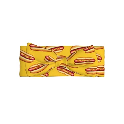 Hot Dog Yellow Print Baby Girl Bows Headbands Baby Girls Newborn Headbands Infant Toddlers 0-6 Months