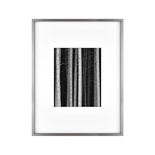 Image of MCS Master & Co. Foundry Metal Gallery Wall Frame, Dark Silver, 14 x 18 in matted to 8 x 10 in