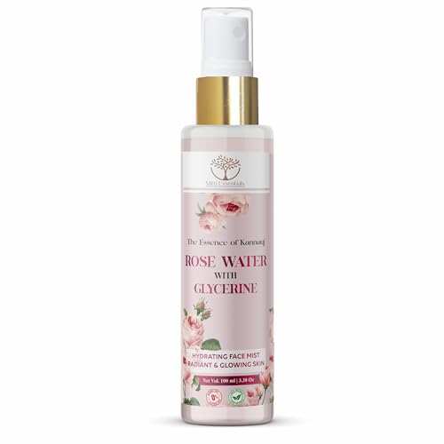 Image of 100% Pure Kannauj Rose Water with Glycerine Hydrating Face Mist - Radiant & Glowing Skin - Made with 40KG of Steam-Distilled Kannauj Roses - 100 ML