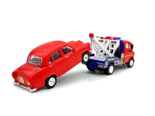 Image of PEEKOO Toys Toy Crane for Kids, TUF 07 Tow Truck Toy with Titable Boom and Pull & Retract Tow Hook, Pull Back Action - Multicolor