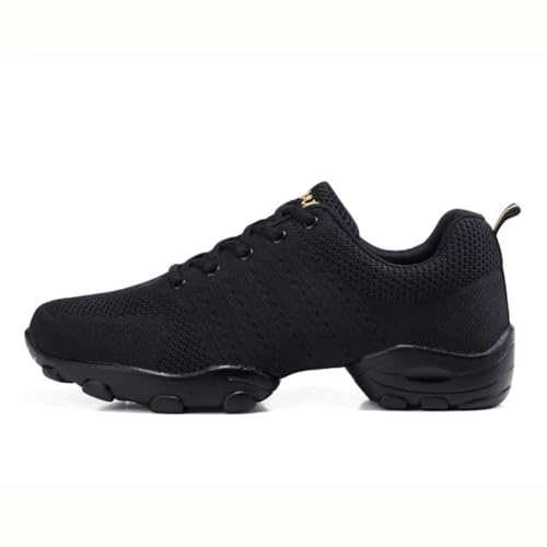Men's Lace-up Dance Sneakers -Breathable Synthetic mesh -Split Sole Athletic Walking Jazz Dance Shoes Platform2