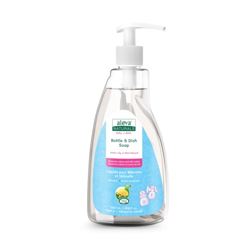 Image of Aleva Naturals Hypoallergenic Bottle and Dish Wash Liquid, Plant-Based Cruelty-Free Formula with Refreshing Water Lily Scent, Dish Soap to Clean Baby Feeding Cups and Breast Pumps - 500ml