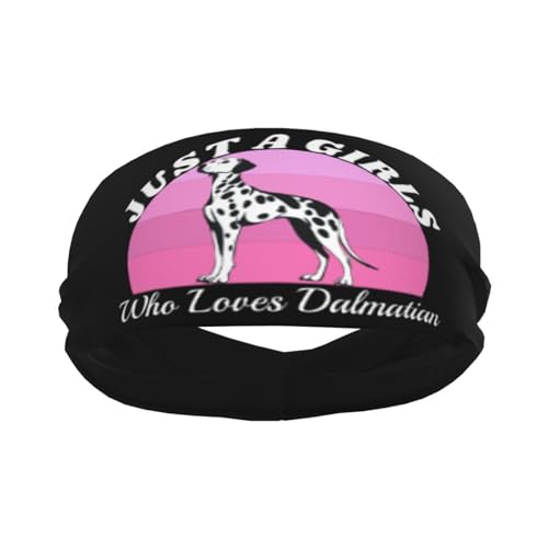 Just A Girls Who Loves Dalmatian Dog Adjustable Sports Headband Moisture Wicking Sweatband for Running Workout2