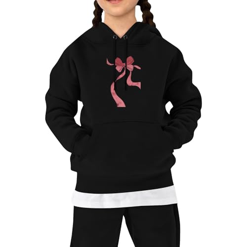 Camo Hoodie Girls,Hoodie Women Teen Cute Fleece Long Sleeve Grey Sweatshirt Kids Hooded Bow Print Fall Casual Boys Hoodies Black 7-8 Years Back To School Clothes For Girls