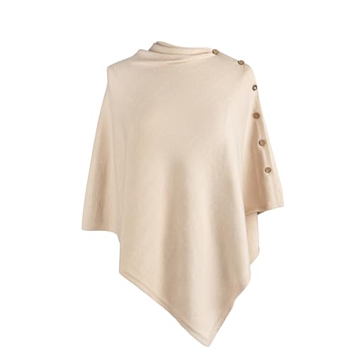 DEMDACO Women's Side Button Fashion Pullover Poncho Shawl Wrap Polyester One Size Fits Most